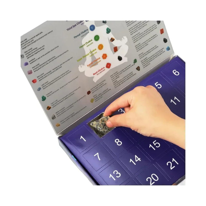 Unbox daily surprises: a children's gemstone advent calendar, enriching kids geology & mineral collection.