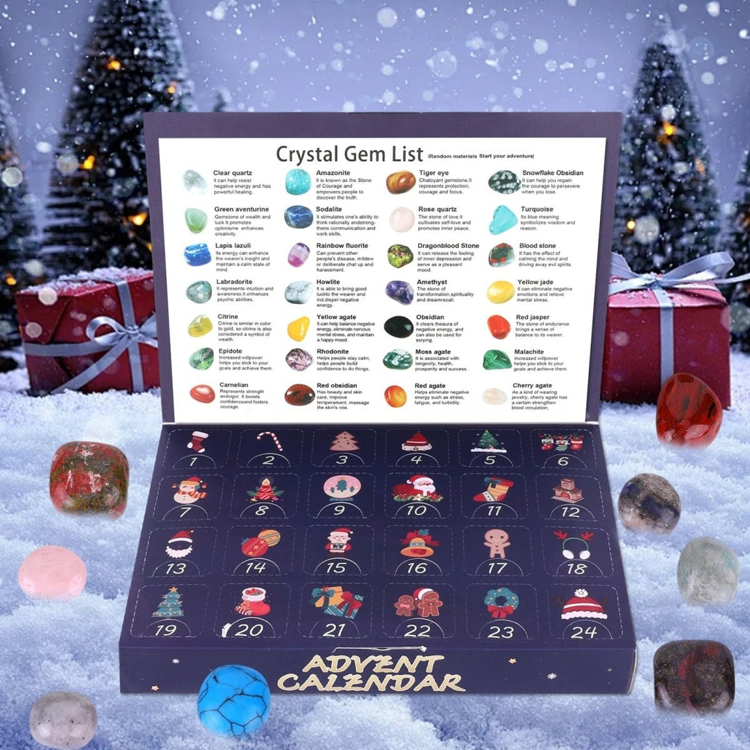 Educational children's advent calendar for gemstone excavation. Science kit teaching geology to kids.