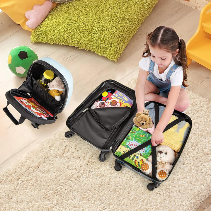 Youth travel set: durable hard-shell helicopter suitcase and backpack for holidays