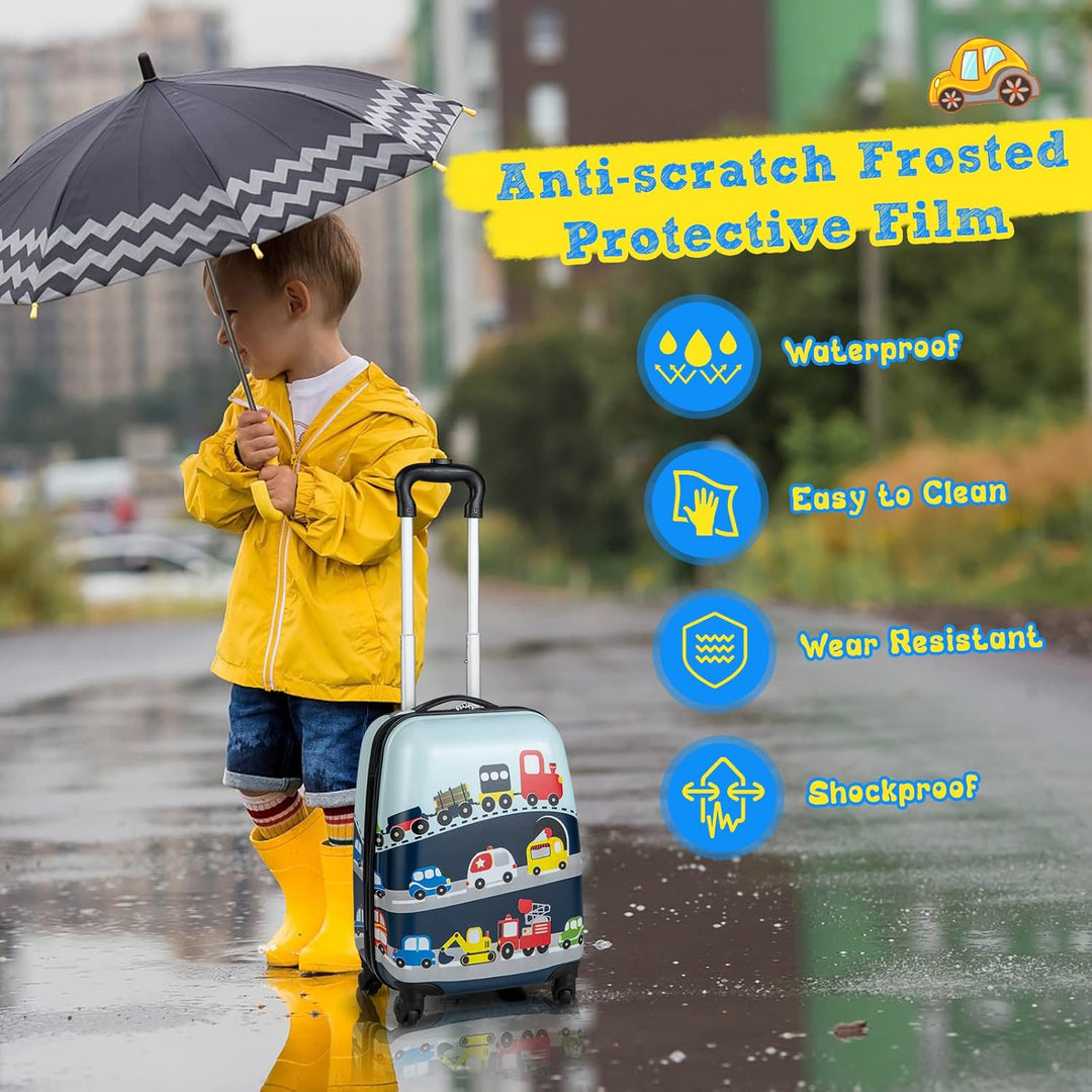 Bright helicopter hard-shell rolling luggage and school travel backpack for children