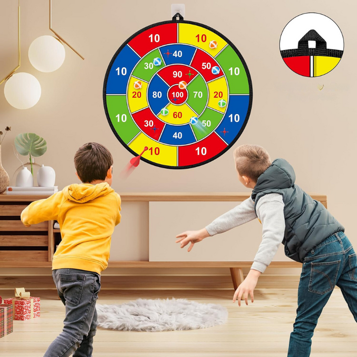 Safe kids' sticky dartboard for indoor fun, featuring bright targets & easy-to-throw sticky balls.