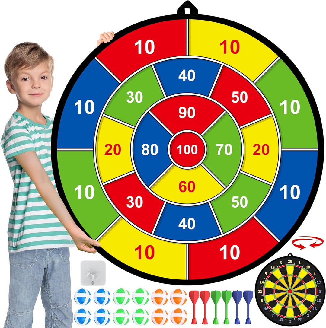 Durable children's dartboard with sticky balls, perfect for outdoor activities & backyard games.