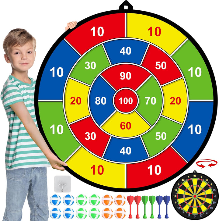 Durable children's dartboard with sticky balls, perfect for outdoor activities & backyard games.