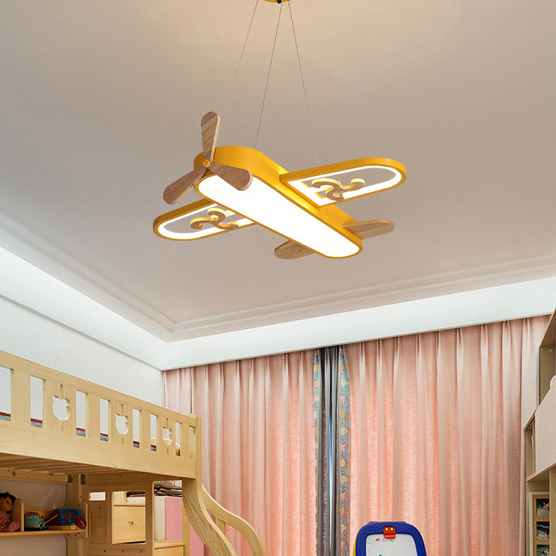 Children's LED airplane pendant light, SkyFlyer imagination lamp for kids bedroom decor.