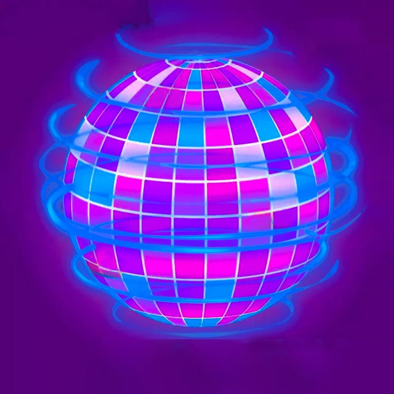 Enchanting LED flying ball toy, a boomerang drone for children, glowing as it soars and returns.