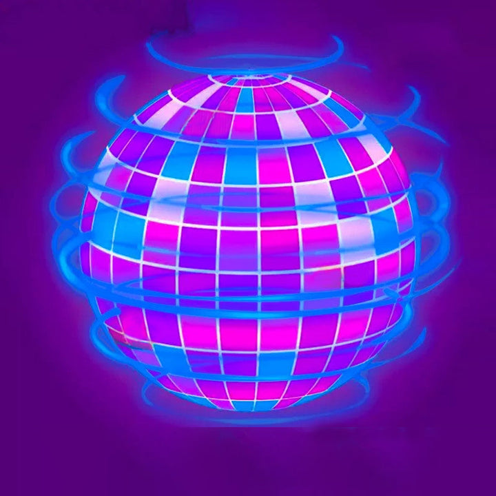 Enchanting LED flying ball toy, a boomerang drone for children, glowing as it soars and returns.