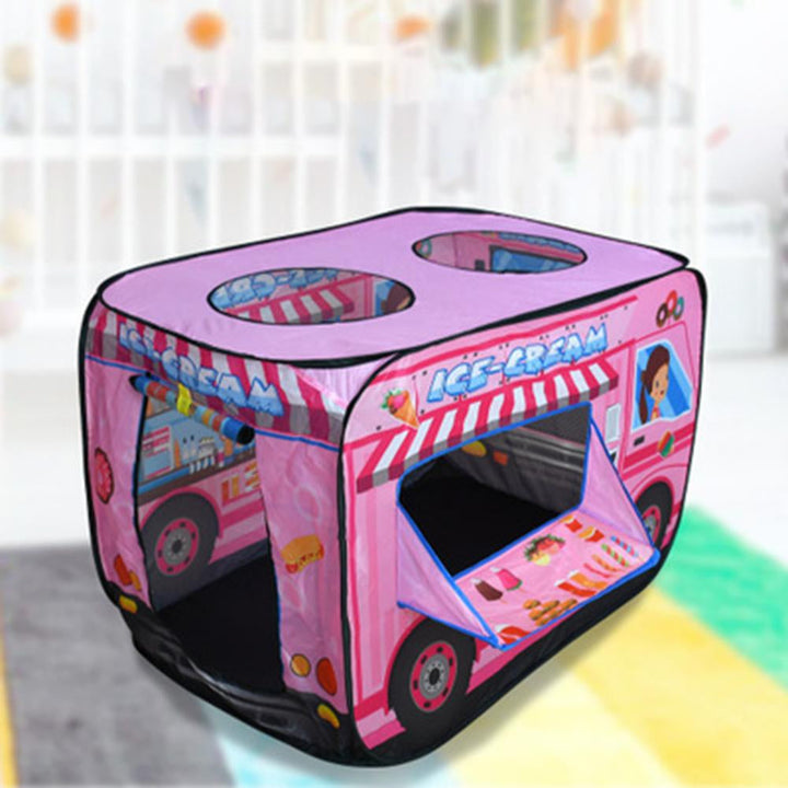 Yellow school bus pop-up playhouse, a fun toddler toy for imaginative journeys & creative play.