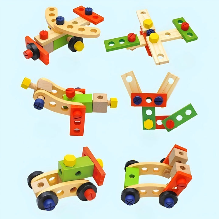 Educational wooden tool kit for early learning, Montessori-inspired for children's skill development & creative play.