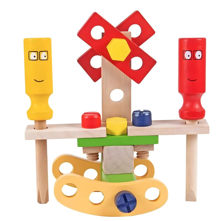 Preschool wooden tools for toddler activities; Montessori construction kit designed for skill development & learning.