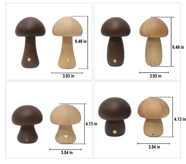 GlowShroom wooden mushroom LED lamp, a comforting night light & eco-friendly kids' decor.