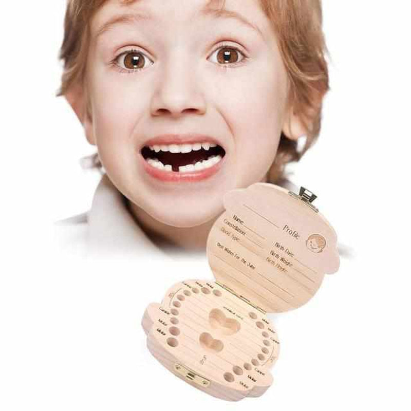 Children's wooden tooth fairy box for baby teeth, a cherished keepsake memory box for first tooth souvenirs.