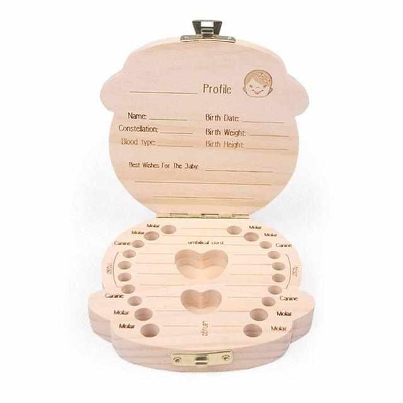 Cute wooden tooth fairy box for children's baby teeth. A perfect keepsake and memory box for first tooth souvenirs.
