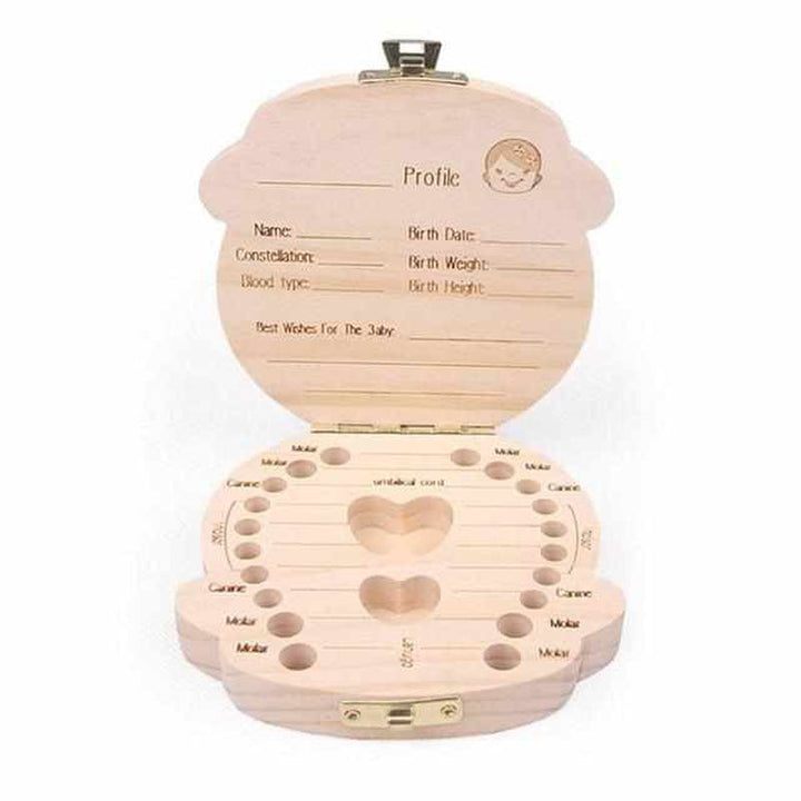 Cute wooden tooth fairy box for children's baby teeth. A perfect keepsake and memory box for first tooth souvenirs.