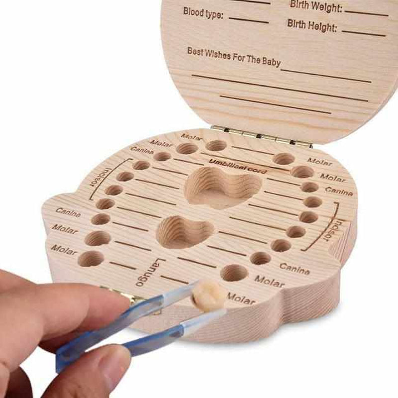Durable wooden baby tooth fairy box, an heirloom keepsake for first teeth & childhood memories, a timeless newborn gift.