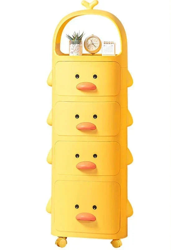 Little duck themed toy storage trolley, a practical and decorative piece of childrens furniture