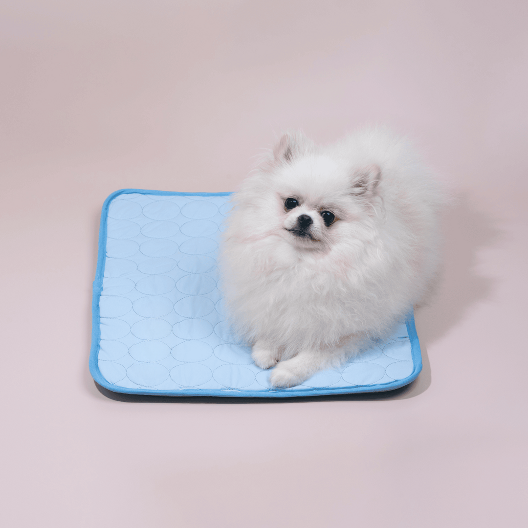 Innovative beige 4x cooling mat for dogs, providing ultimate comfort & relief from summer heat.