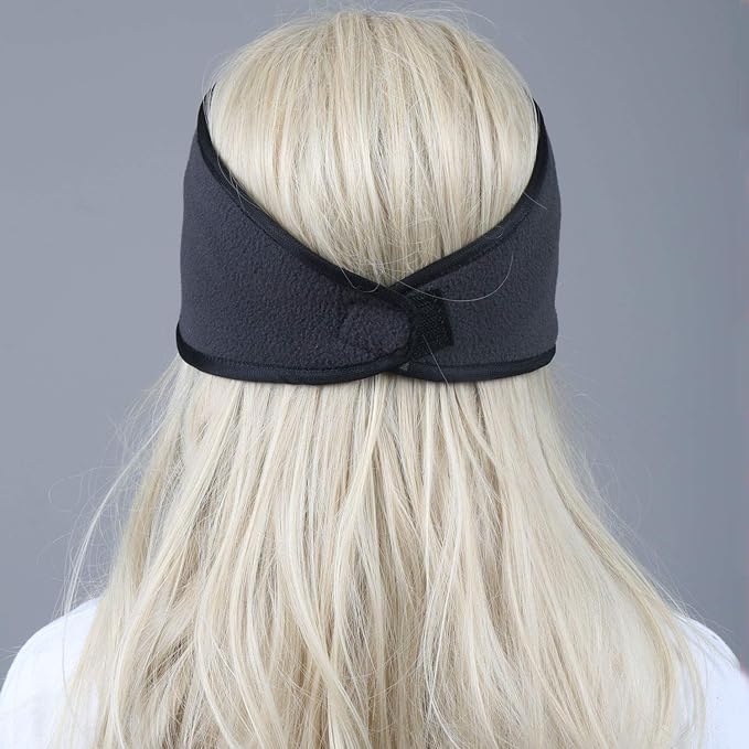 Close-up of soft grey fleece ear warmers from the ChillTrio multipack, comfortable design