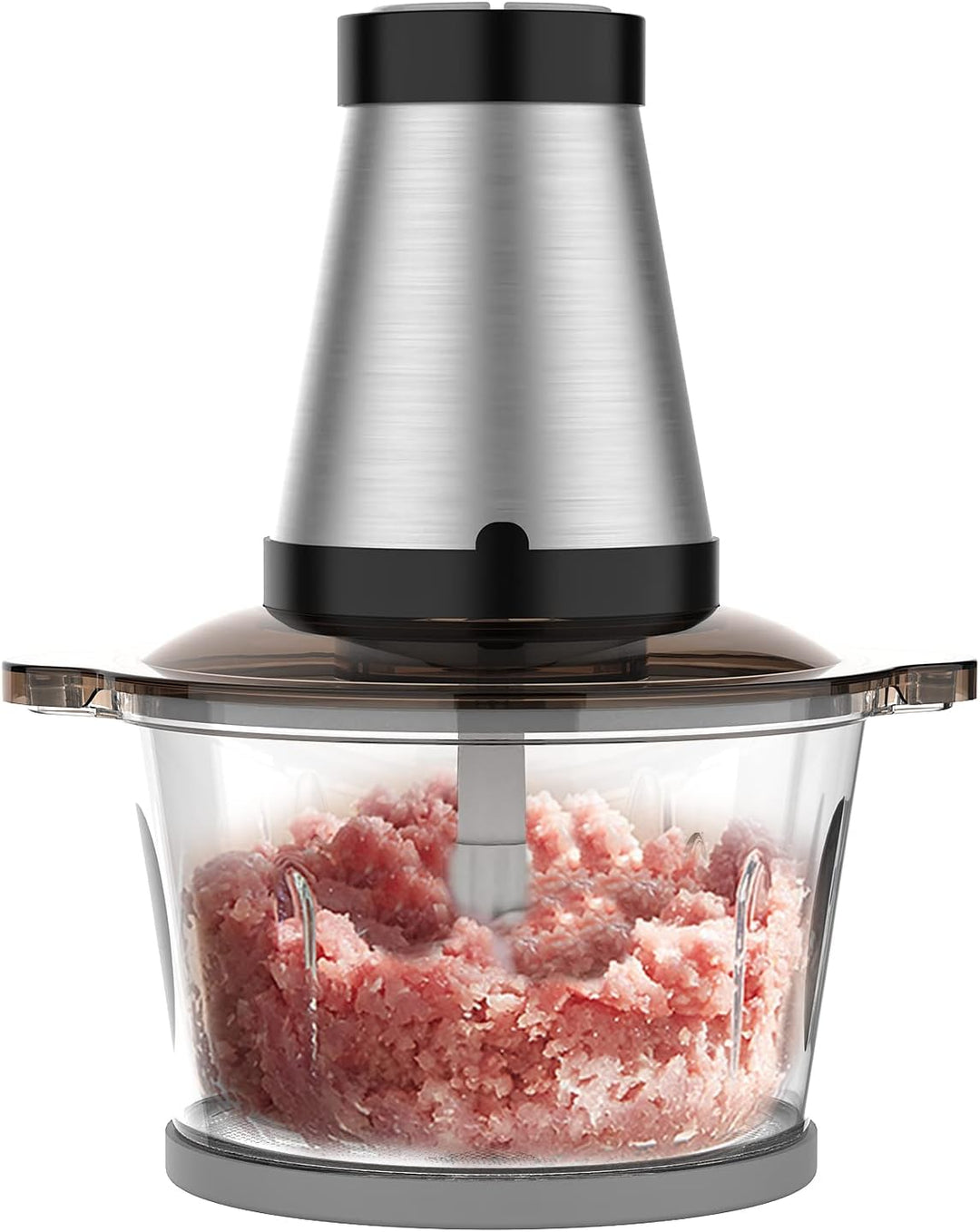 ChopPro electric food processor with touch control panel, glass bowl, and stainless steel blades