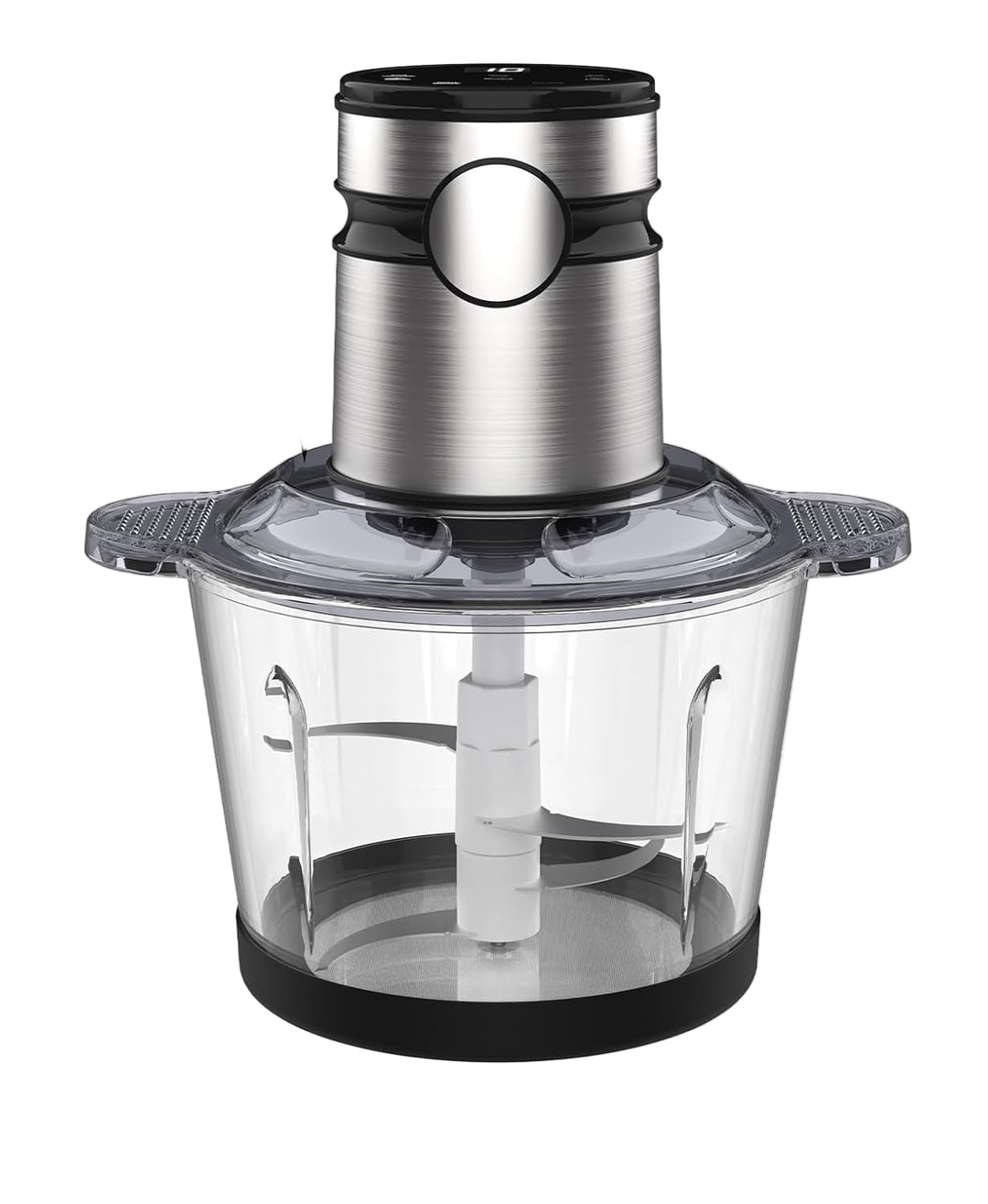 Efficient meal prep with ChopPro food processor, showcasing its compact size and touch interface