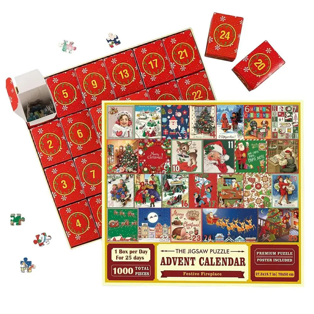 Christmas Puzzle Advent Calendar, 1000-piece festive fun. Ideal holiday activity & family gift.