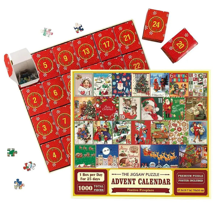 Christmas Puzzle Advent Calendar, 1000-piece festive fun. Ideal holiday activity & family gift.
