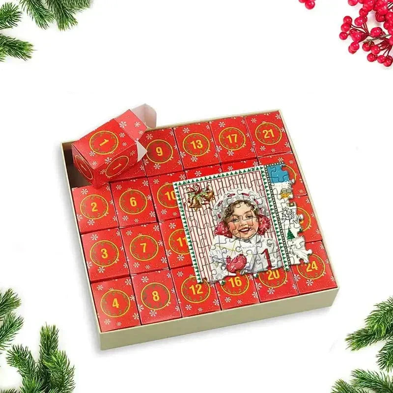 Unwrap daily a piece of a 1000-piece Christmas puzzle with this festive Advent Calendar for holiday countdown.