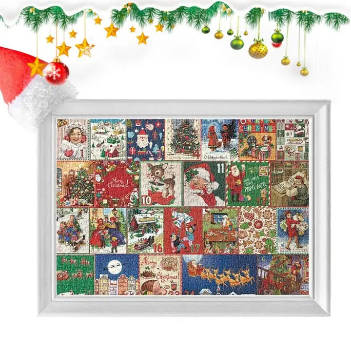 Vibrant, completed 1000-piece Christmas puzzle scene, a beautiful festive decoration from the Advent Calendar.