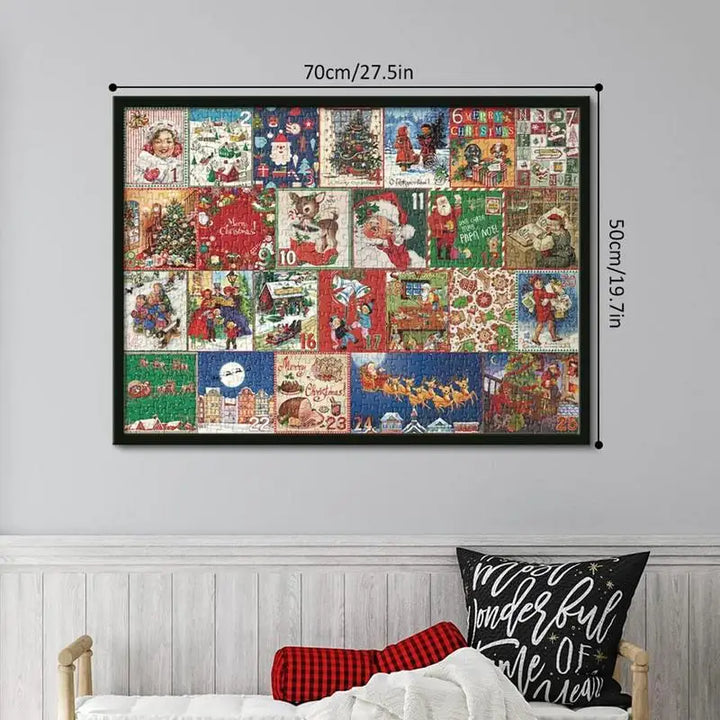 Decorative 1000-piece Christmas Puzzle Advent Calendar, perfect festive gift & holiday countdown for family fun.