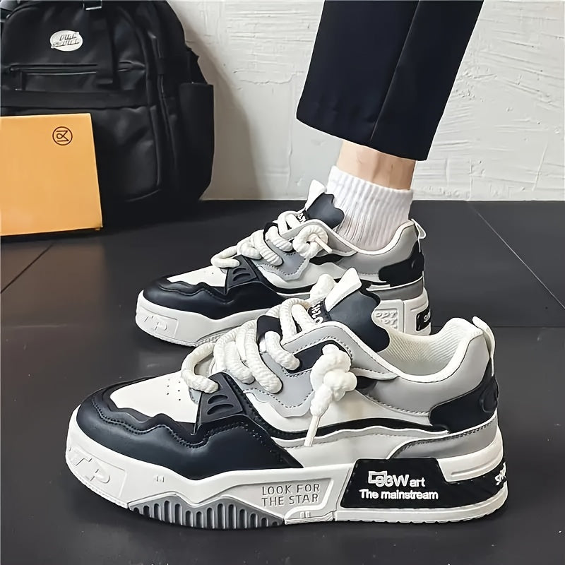 Comfortable chunky men's streetwear sneakers for urban daily wear, featuring a robust tread sole.