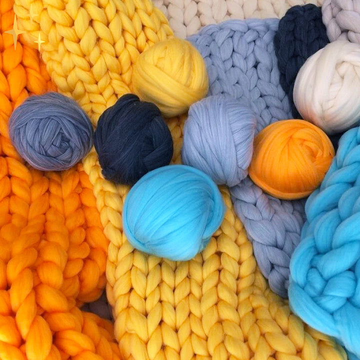 Bulk XL chunky yarn for arm knitting multiple soft DIY blankets, throws & home decor items.