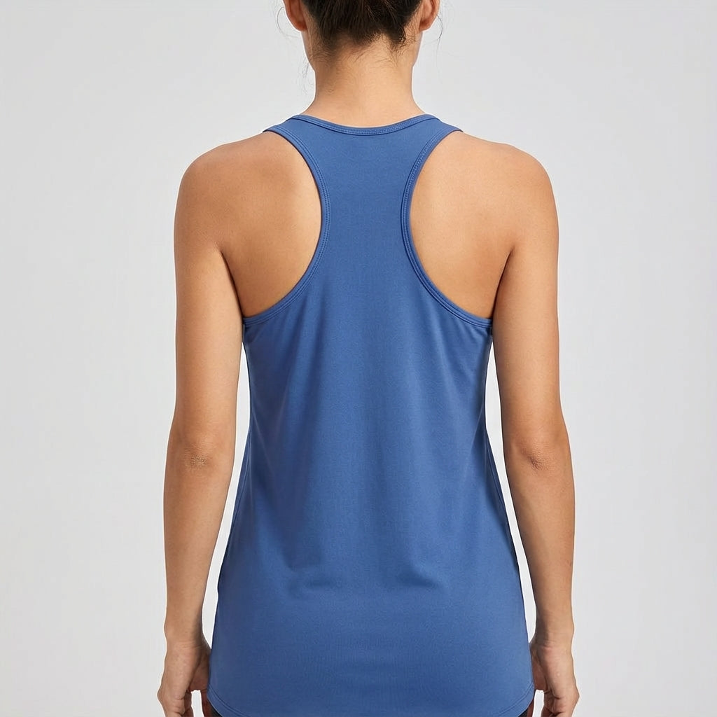 Claire women's activewear tank, a versatile sleeveless top in elastic fabric for gym and casual wear