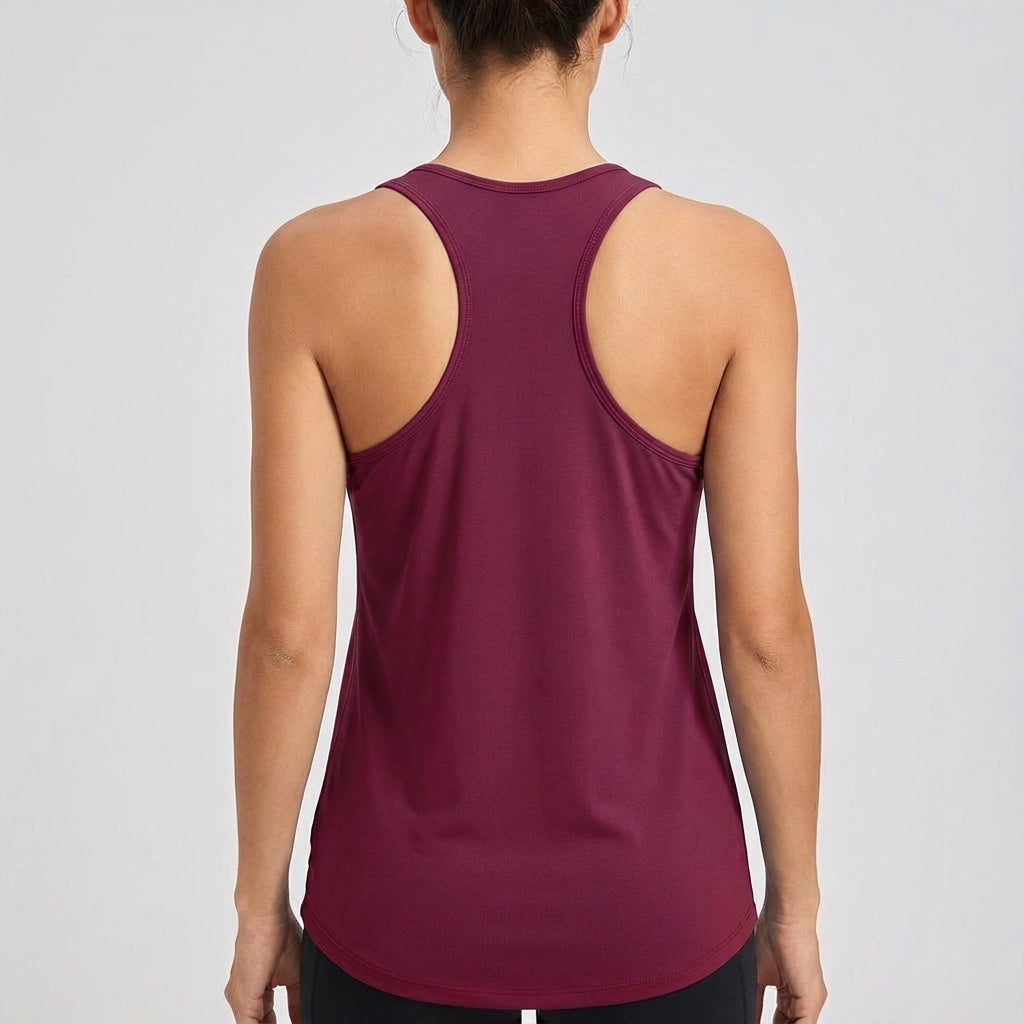 Women's Claire sleeveless workout shirt, elastic fabric providing freedom of movement for active women
