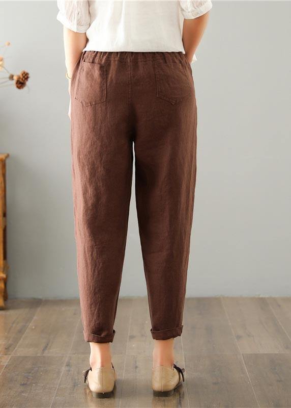 Casual Clara women's summer trousers, breathable linen-cotton mix, elastic waist fashion