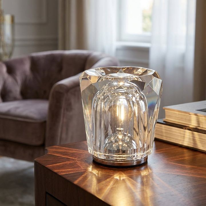 Clarevo Crystal Style LED Bedside Table Lamp, USB powered with modern decorative illumination