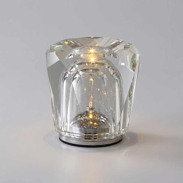 Elegant Clarevo crystal LED lamp, USB powered, providing stylish illumination for any bedside table