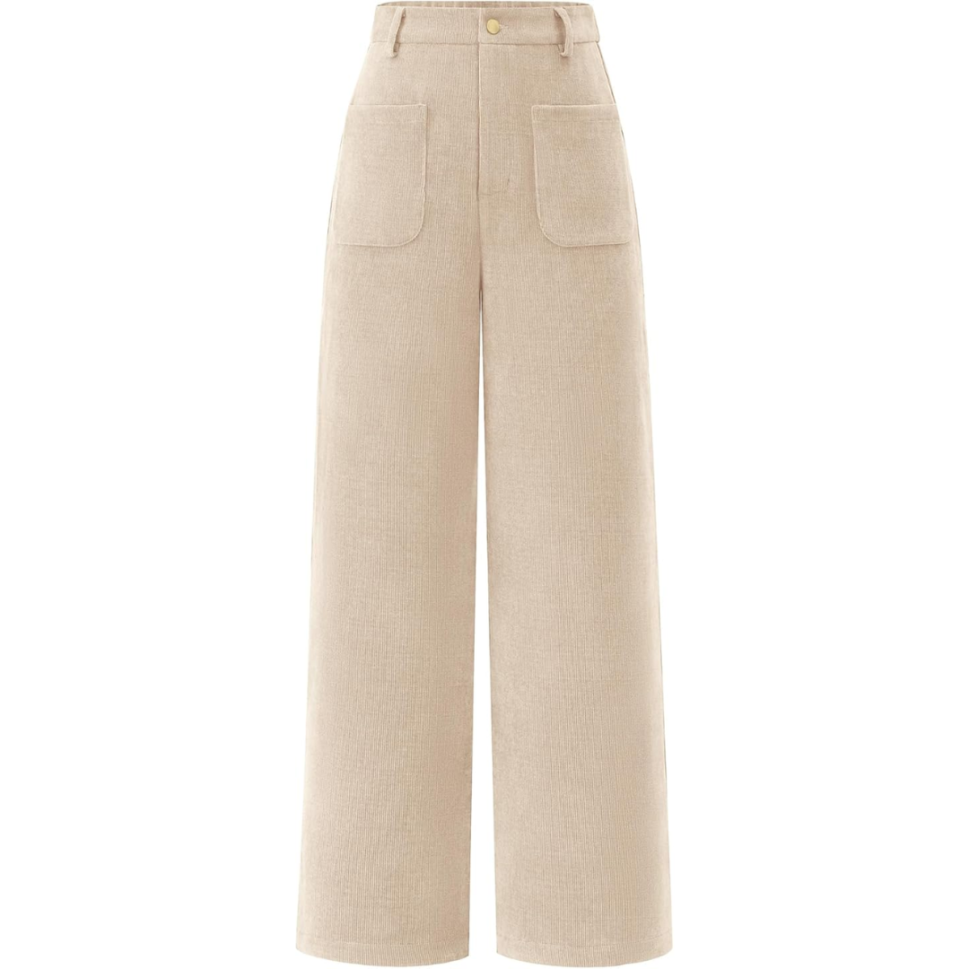 Plus size women's high waist wide leg palazzo pants with pockets, designed for comfort and style