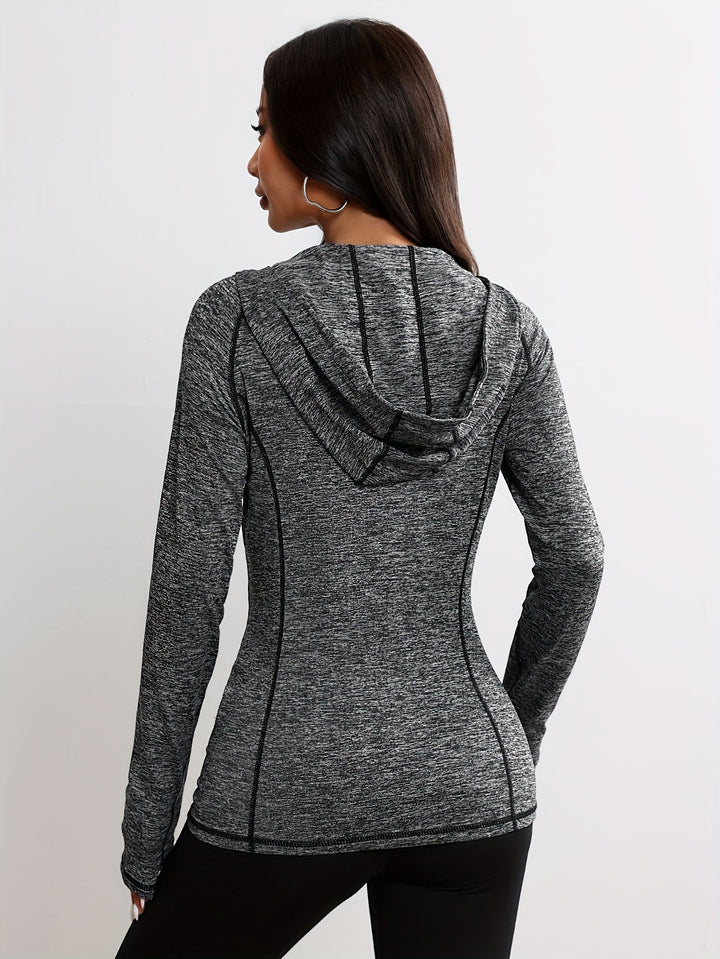 Athletic hooded jacket for women, Clarissa, made from a comfortable lightweight blend.