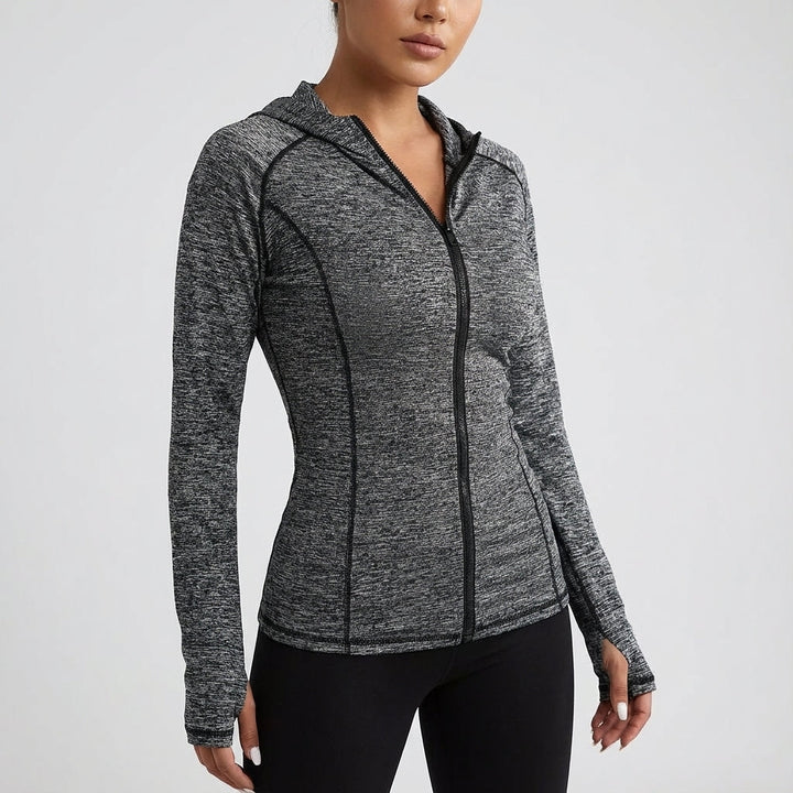 Sportswear: women's Clarissa hooded jacket, light cotton blend for active autumn days.