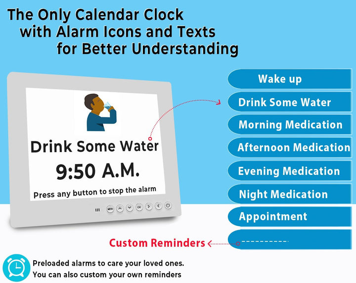 Digital calendar day clock by Claryon, 19 reminders for medication and appointments