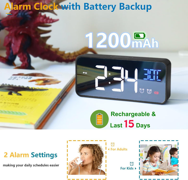 Digital calendar day clock with adjustable brightness, 11.5-inch screen