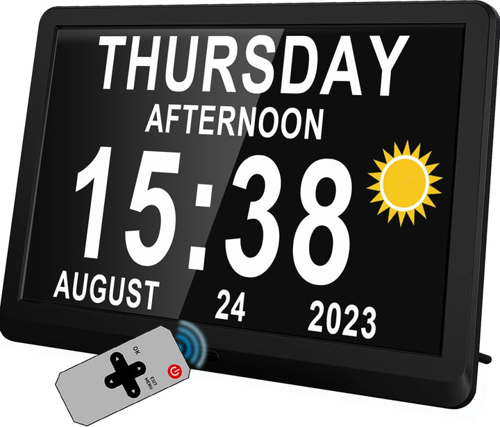 Claryon 11.5-inch digital calendar day clock for seniors with large display