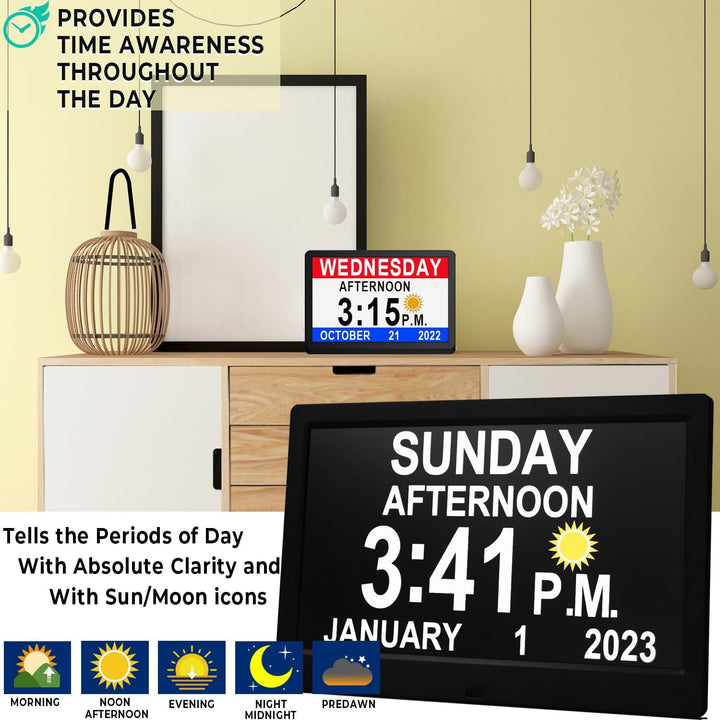 Digital day clock with 19 reminders, 11.5-inch screen for dementia aid