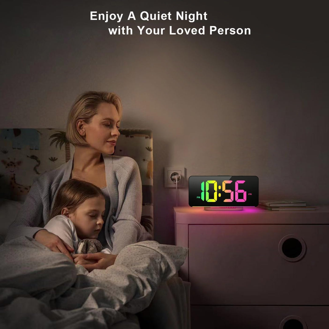 Unisex 11.5-inch digital clock with clear, non-abbreviated day display