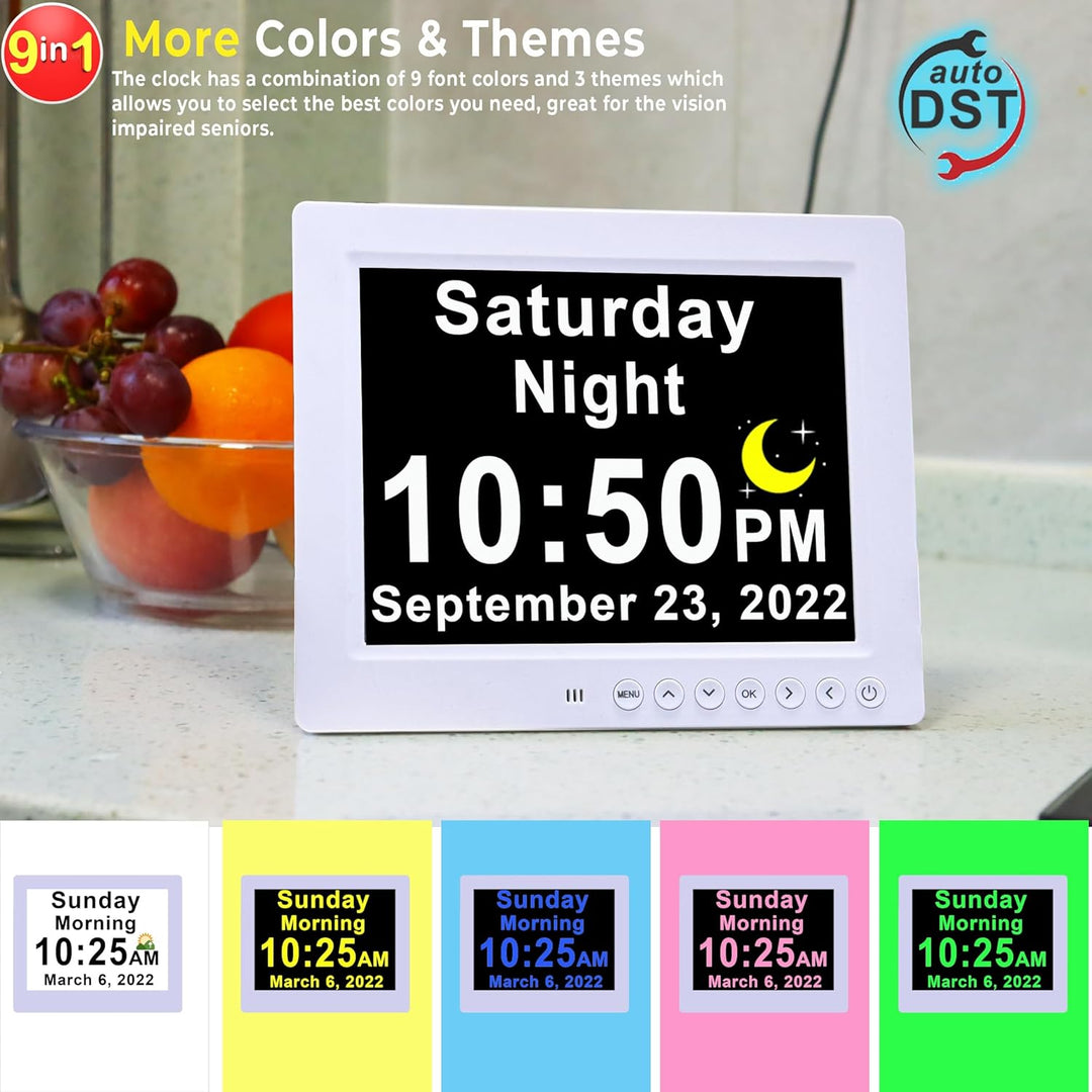 Claryon digital day clock with easy-to-read display and reminder functions
