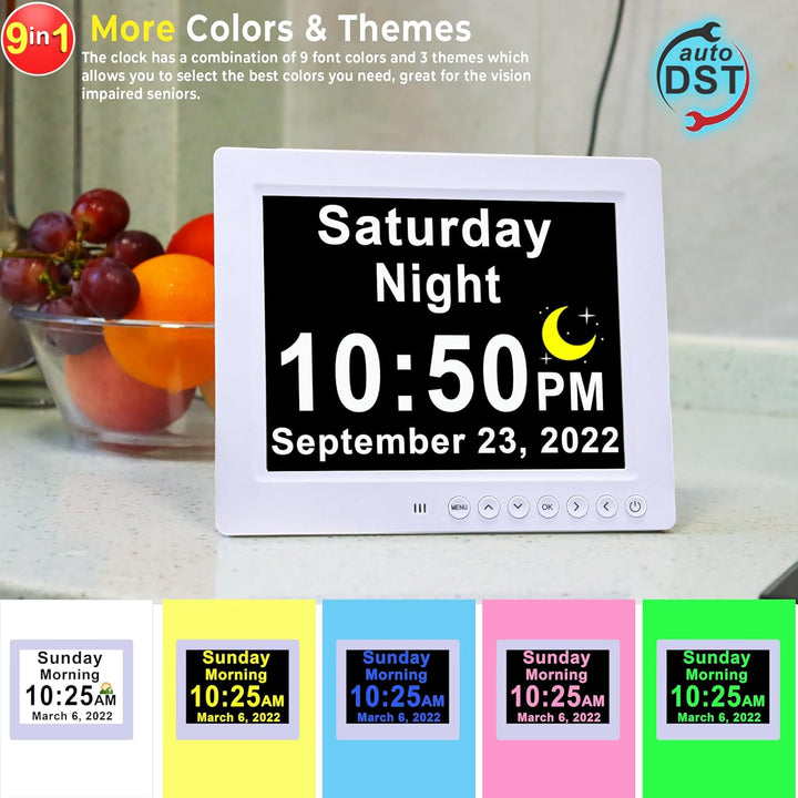 Claryon digital day clock with easy-to-read display and reminder functions