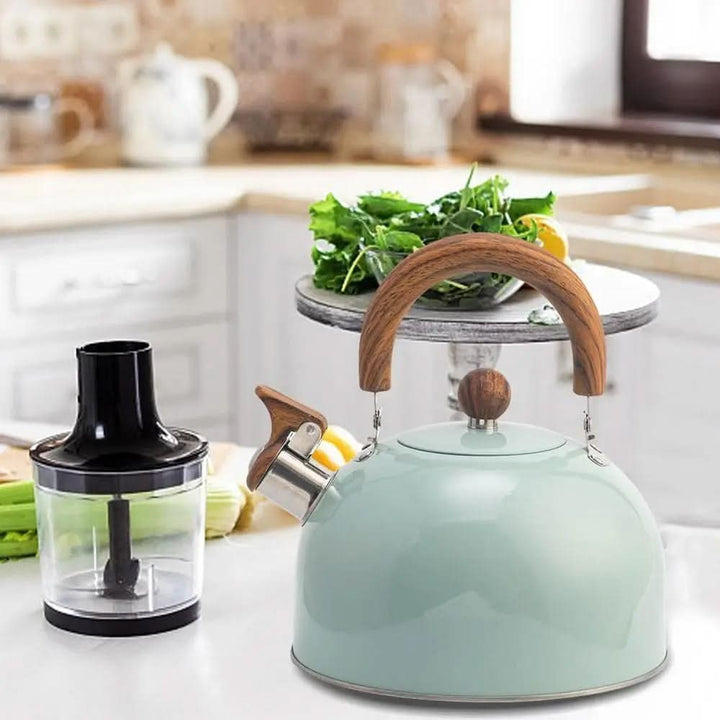 Elegant classic 3L stovetop tea kettle with whistle, made of durable stainless steel for daily tea & coffee.