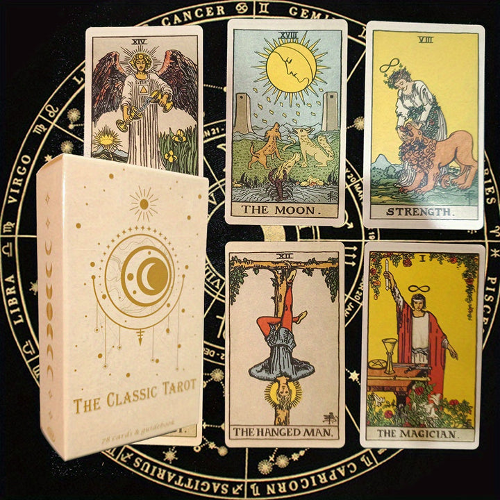 Classic 78-card tarot deck set by SoulPath, complete with a divination guidebook for spiritual self-discovery.