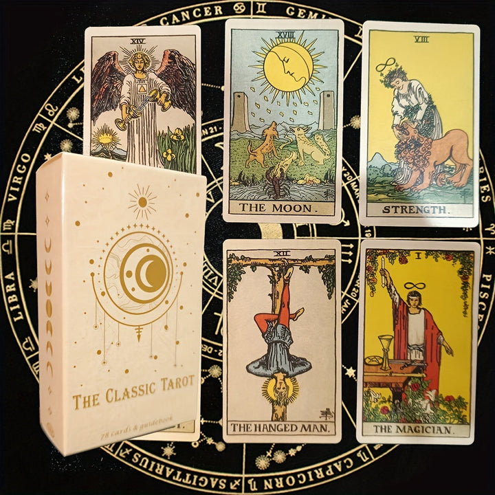 Mystical 78-card classic tarot deck for spiritual guidance, self-discovery, and intuitive readings.