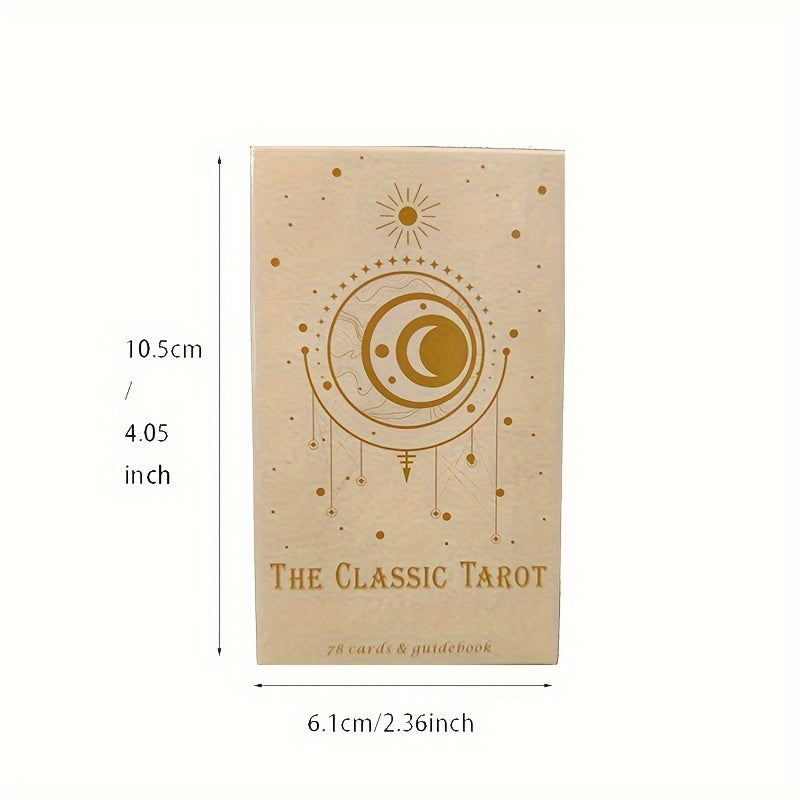 Traditional 78-card tarot deck with guidebook for divination, meditation, and intuitive self-discovery journey.