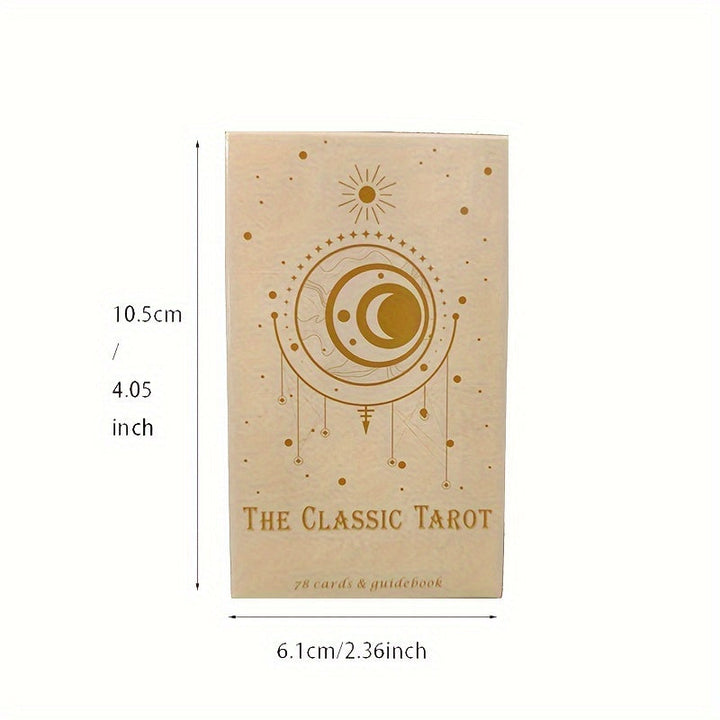 Traditional 78-card tarot deck with guidebook for divination, meditation, and intuitive self-discovery journey.